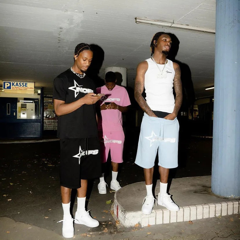 NOFS shirts and shorts.
